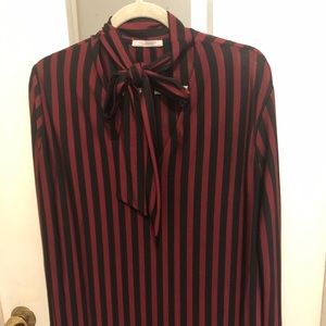 Zara Black and Red Striped Blouse